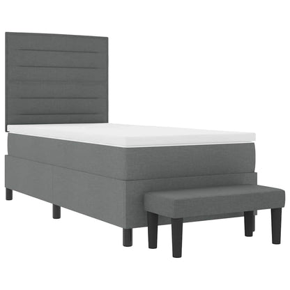 Postel S Boxspringem S Polštářem Tmavě Šedá 90 X 200 Cm Textil