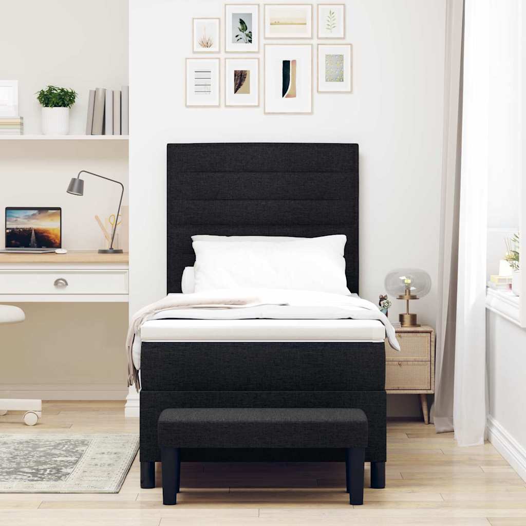 Postel S Boxspringem S Polštářem Černá 90 X 200 Cm Textil