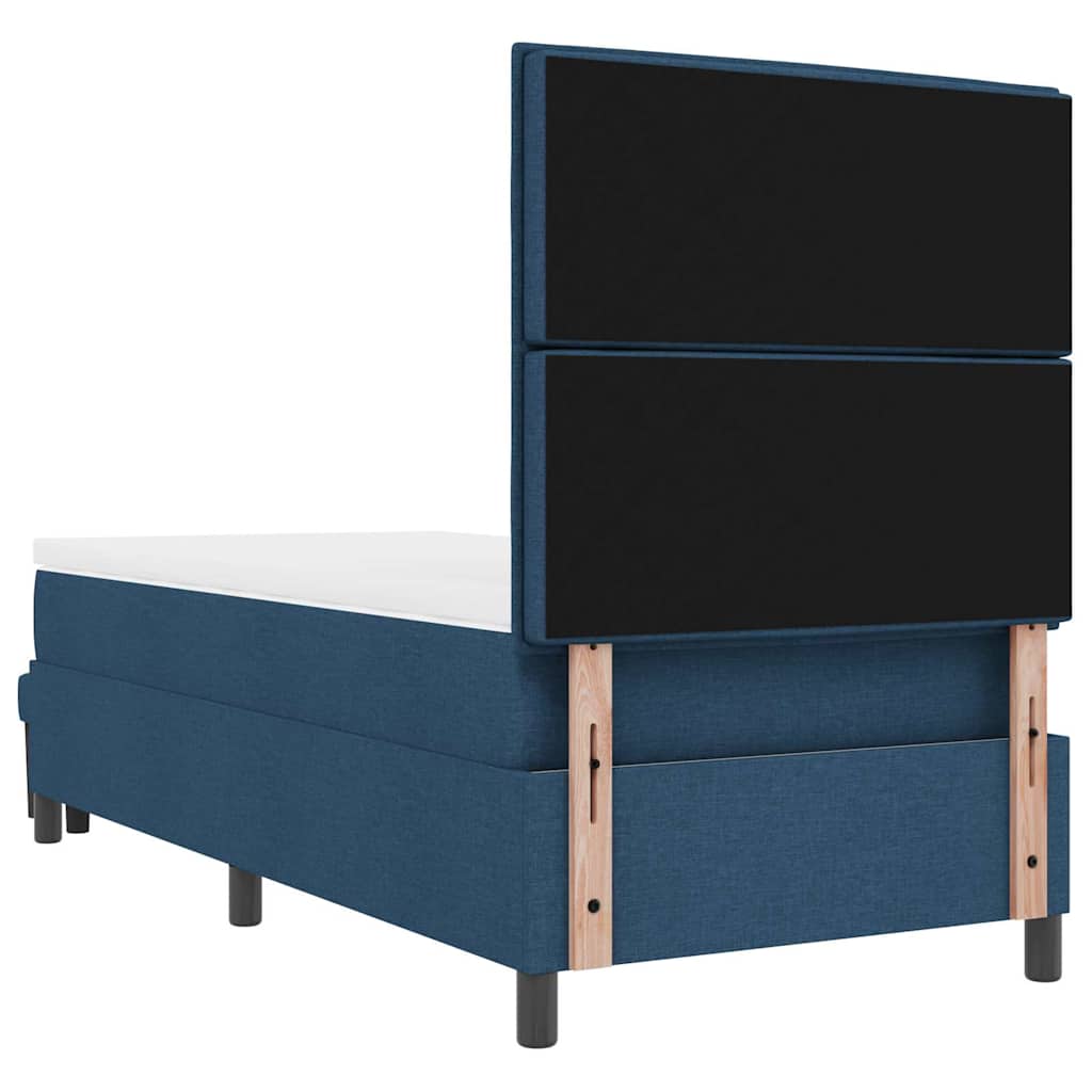 Postel S Boxspringem S Čelo Modrá 90 X 200 Cm Textil