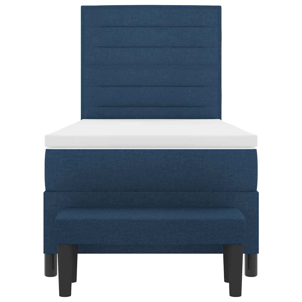 Postel S Boxspringem S Čelo Modrá 90 X 200 Cm Textil