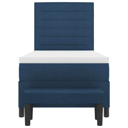 Postel S Boxspringem S Čelo Modrá 90 X 200 Cm Textil
