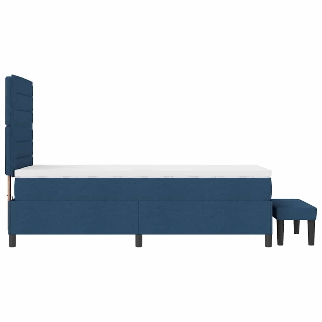 Postel S Boxspringem S Čelo Modrá 90 X 200 Cm Textil