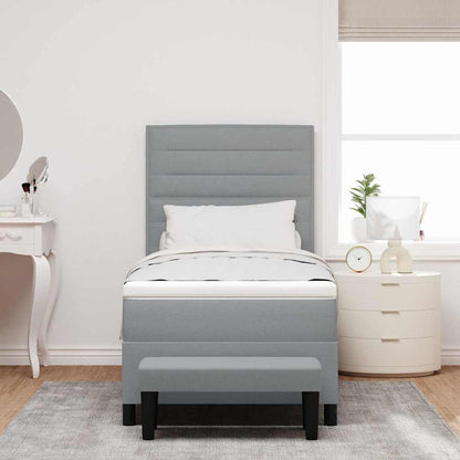 Postel S Boxspringem S Čelo Světle Šedá 100 X 200 Cm Textil