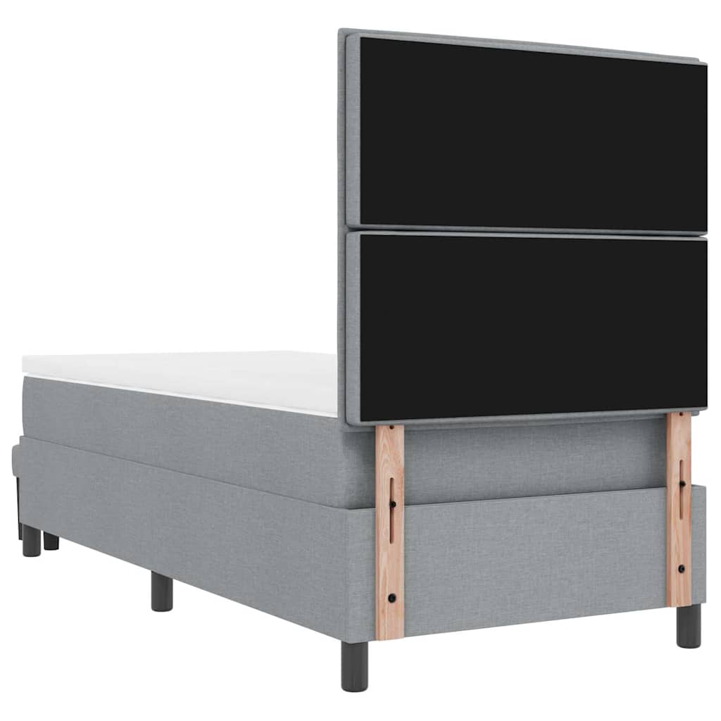 Postel S Boxspringem S Čelo Světle Šedá 100 X 200 Cm Textil
