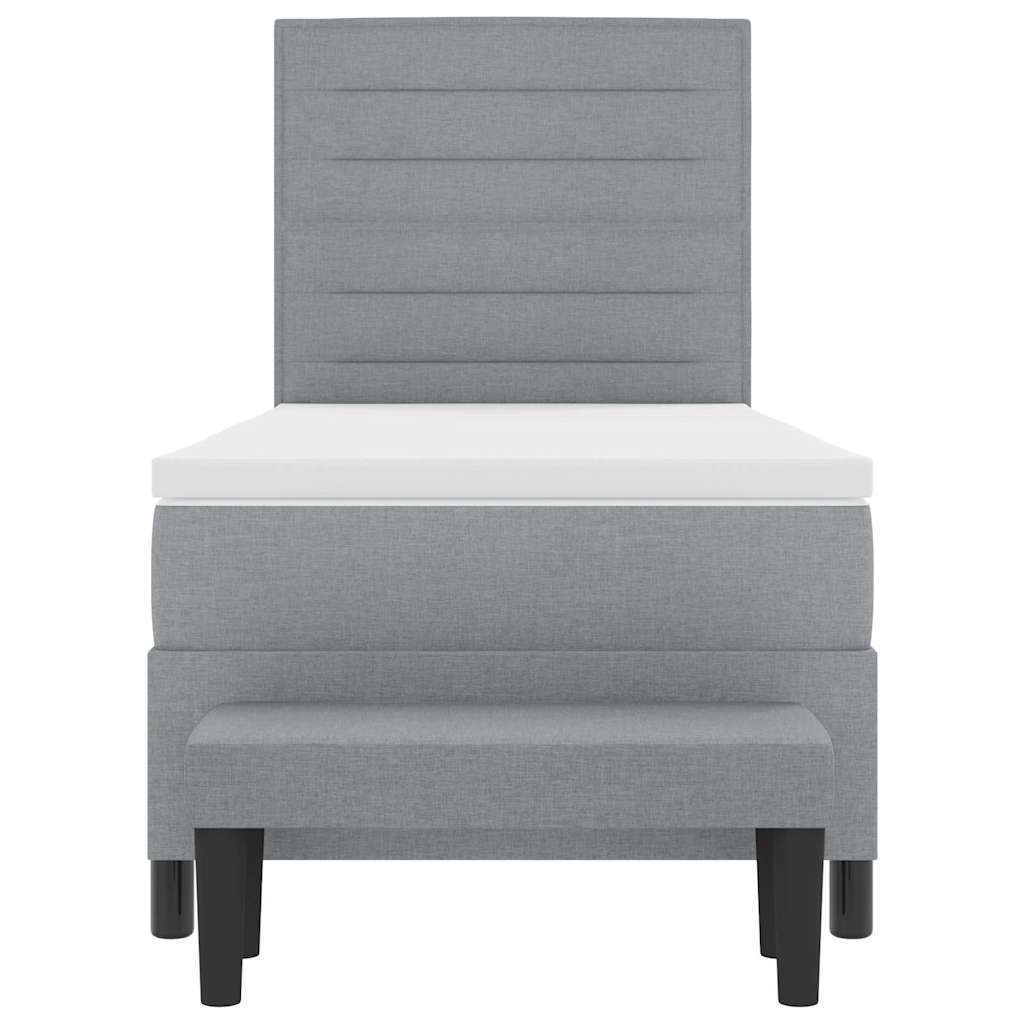 Postel S Boxspringem S Čelo Světle Šedá 100 X 200 Cm Textil