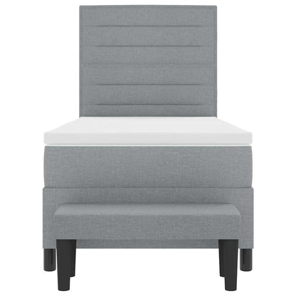 Postel S Boxspringem S Čelo Světle Šedá 100 X 200 Cm Textil