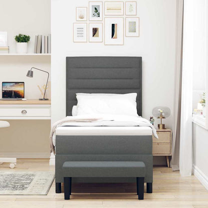 Postel S Boxspringem S Čelo Tmavě Šedá 100 X 200 Cm Textil