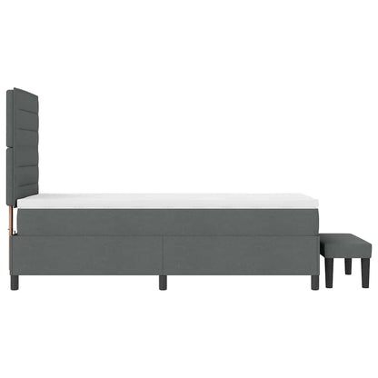 Postel S Boxspringem S Čelo Tmavě Šedá 100 X 200 Cm Textil