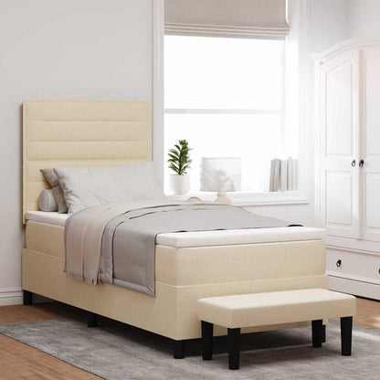 Postel S Boxspringem S Polštářem Krémová 100 X 200 Cm Textil