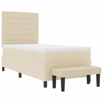 Postel S Boxspringem S Polštářem Krémová 100 X 200 Cm Textil