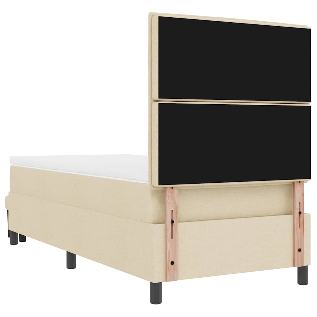 Postel S Boxspringem S Polštářem Krémová 100 X 200 Cm Textil