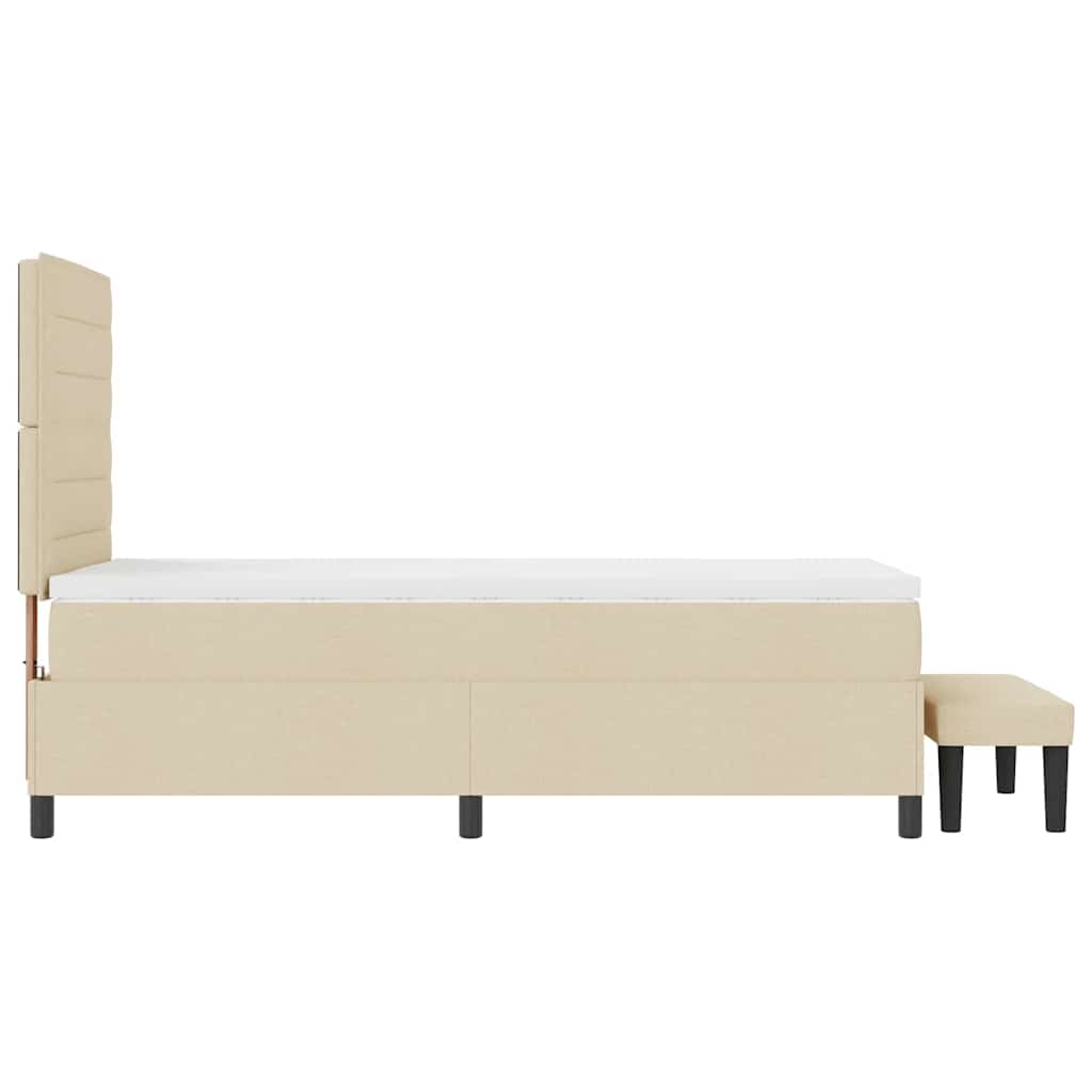 Postel S Boxspringem S Polštářem Krémová 100 X 200 Cm Textil
