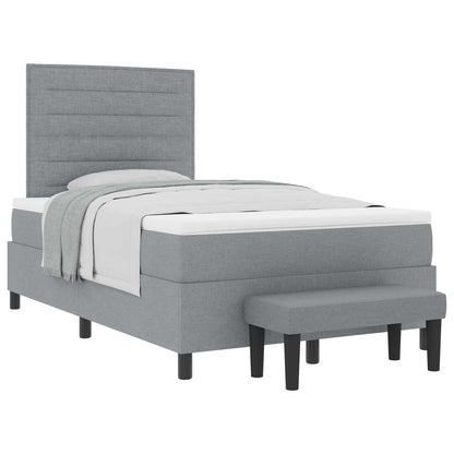 Postel S Boxspringem S Čelo Světle Šedá 120 X 190 Cm Textil