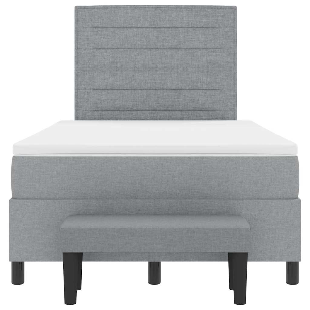 Postel S Boxspringem S Čelo Světle Šedá 120 X 190 Cm Textil