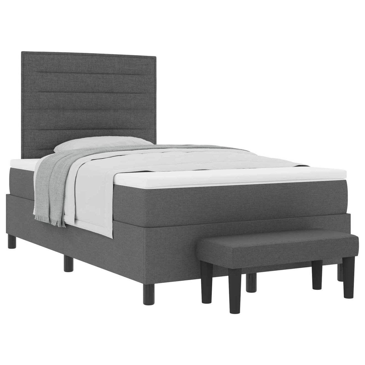 Postel S Boxspringem S Čelo Tmavě Šedá 120 X 190 Cm Textil