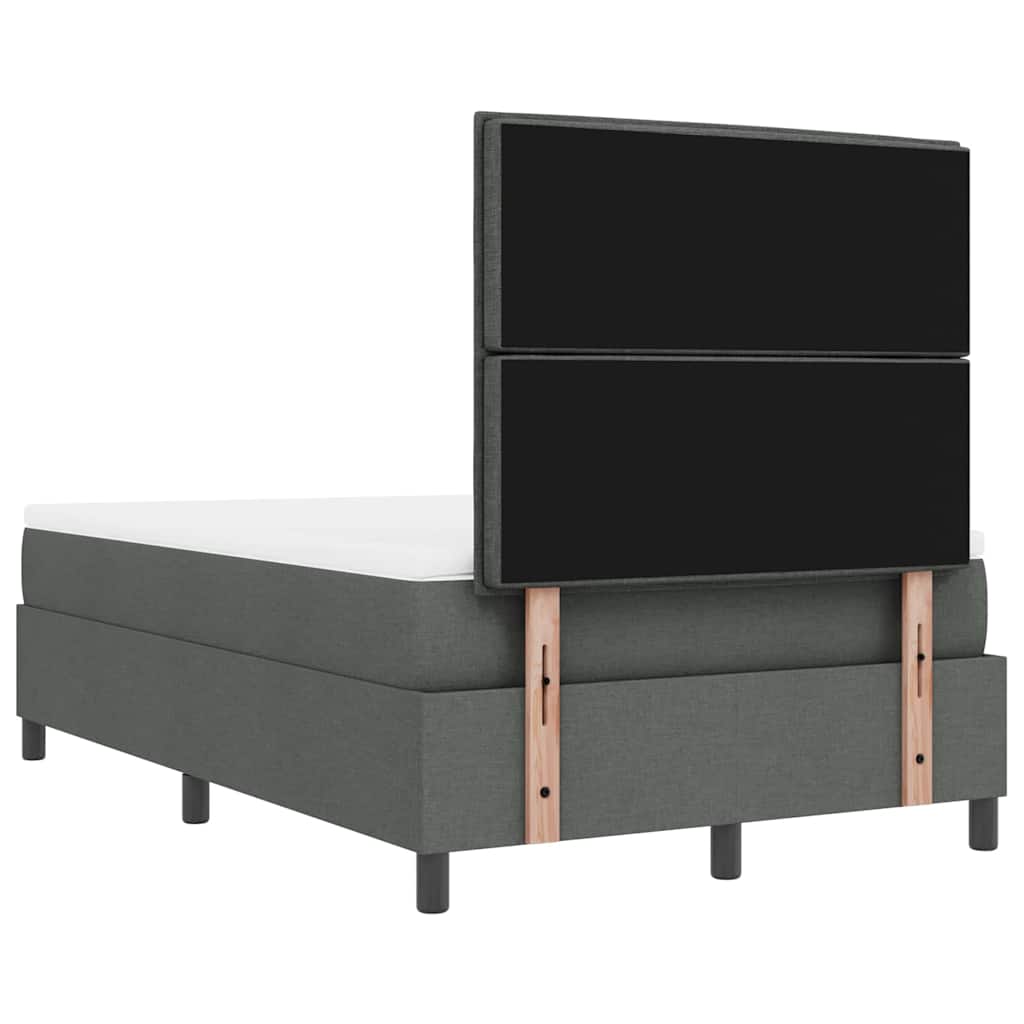 Postel S Boxspringem S Čelo Tmavě Šedá 120 X 190 Cm Textil