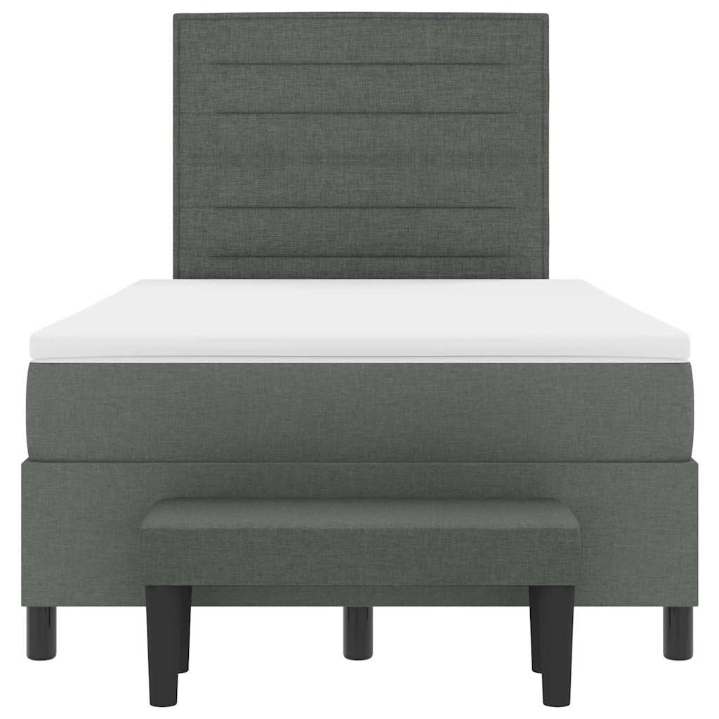 Postel S Boxspringem S Čelo Tmavě Šedá 120 X 190 Cm Textil