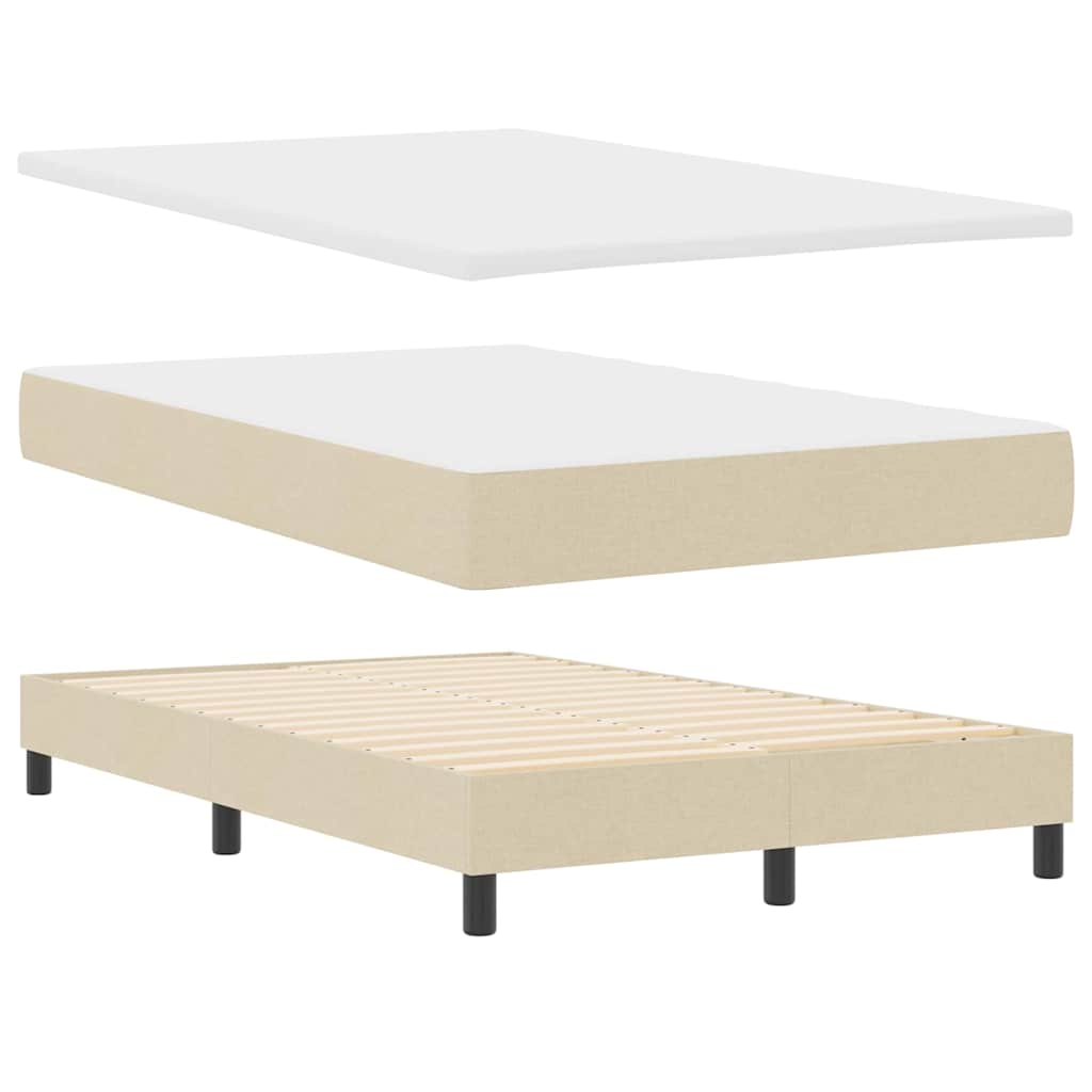 Postel S Boxspringem S Čelo Krémová 120 X 190 Cm Textil