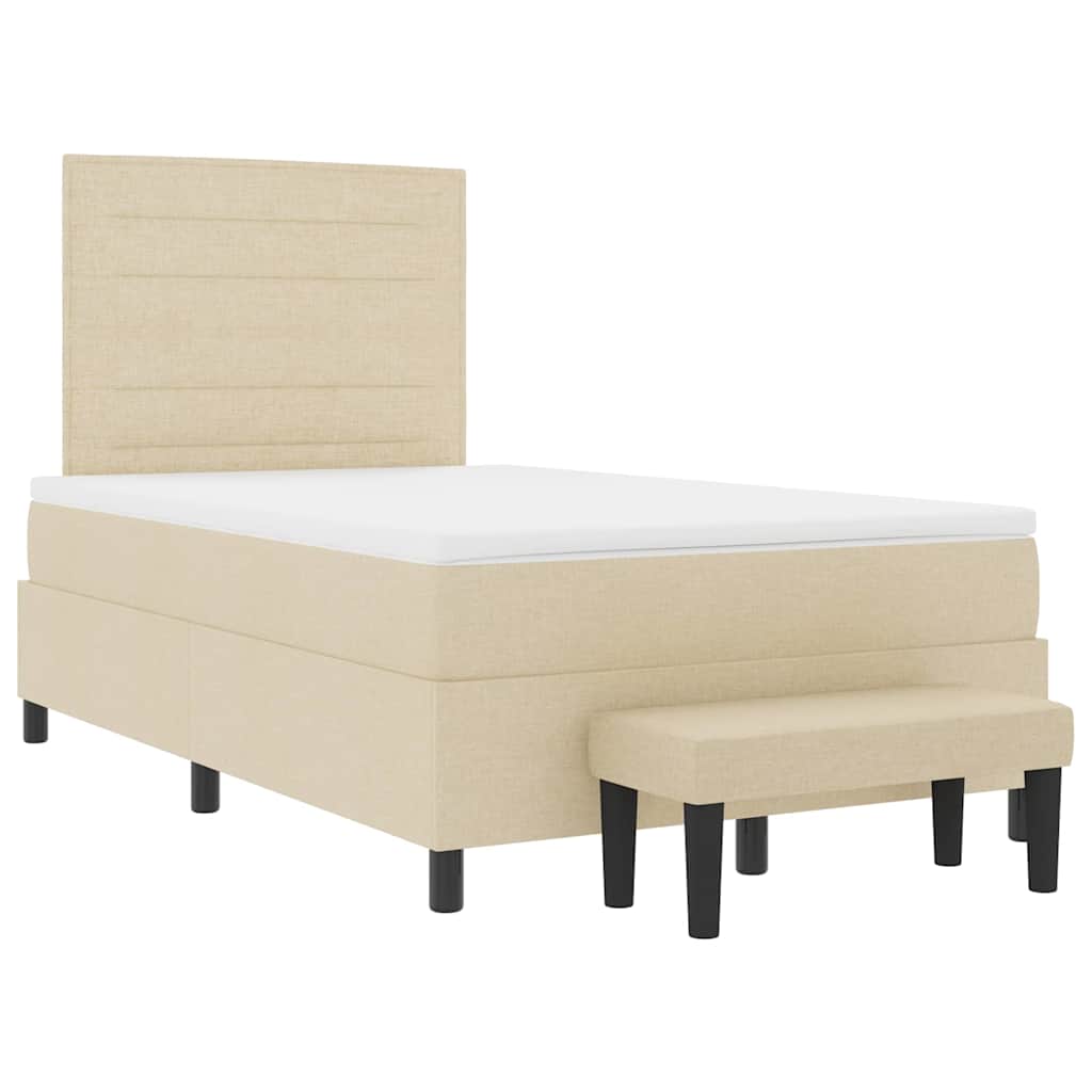 Postel S Boxspringem S Čelo Krémová 120 X 190 Cm Textil