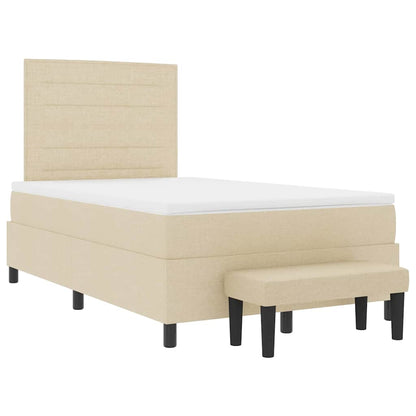 Postel S Boxspringem S Čelo Krémová 120 X 190 Cm Textil