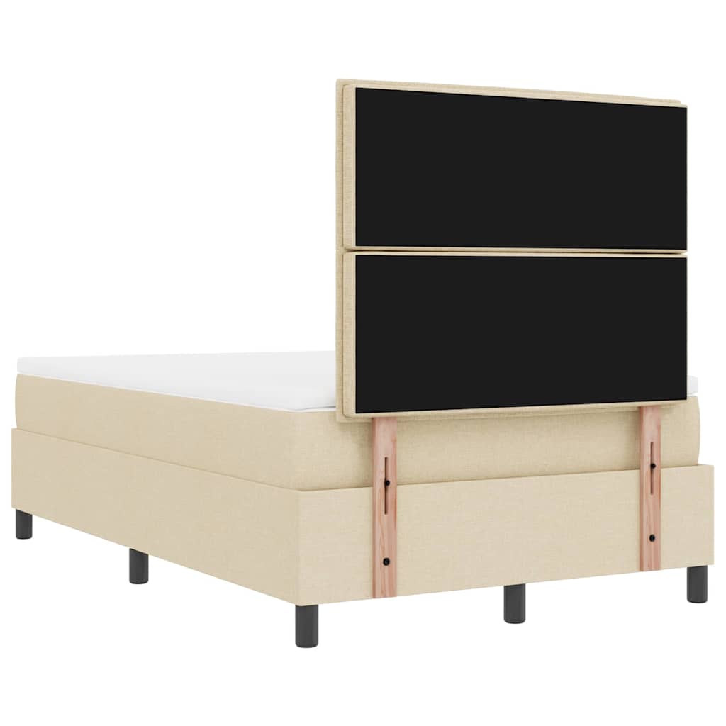 Postel S Boxspringem S Čelo Krémová 120 X 190 Cm Textil