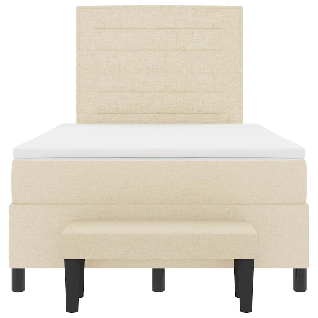 Postel S Boxspringem S Čelo Krémová 120 X 190 Cm Textil