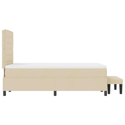Postel S Boxspringem S Čelo Krémová 120 X 190 Cm Textil