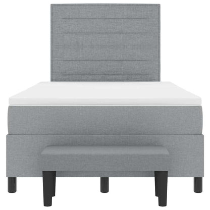 Postel S Boxspringem S Čelo Světle Šedá 120 X 200 Cm Textil