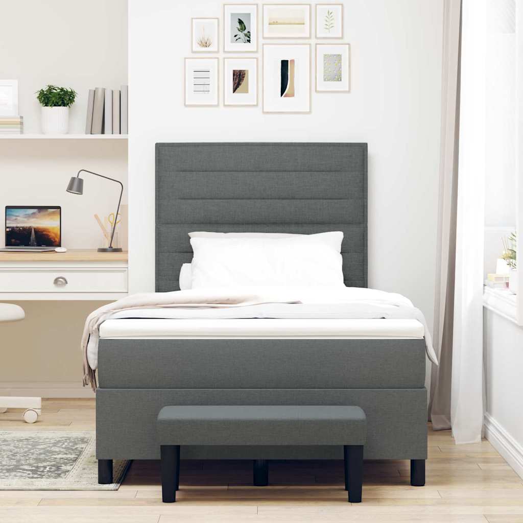 Postel S Boxspringem S Polštářem Tmavě Šedá 120 X 200 Cm Textil