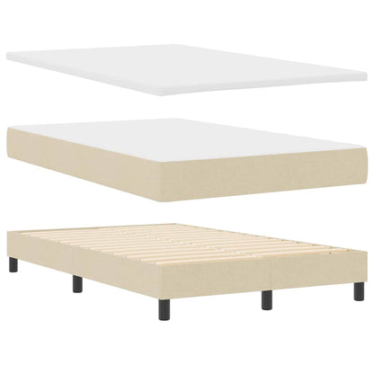 Postel S Boxspringem S Čelo Krémová 120 X 200 Cm Textil