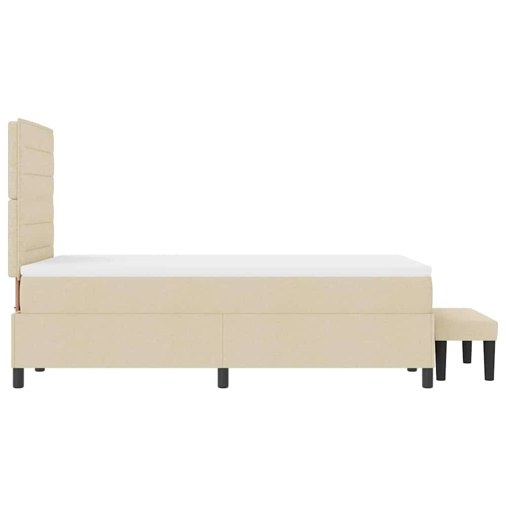 Postel S Boxspringem S Čelo Krémová 120 X 200 Cm Textil