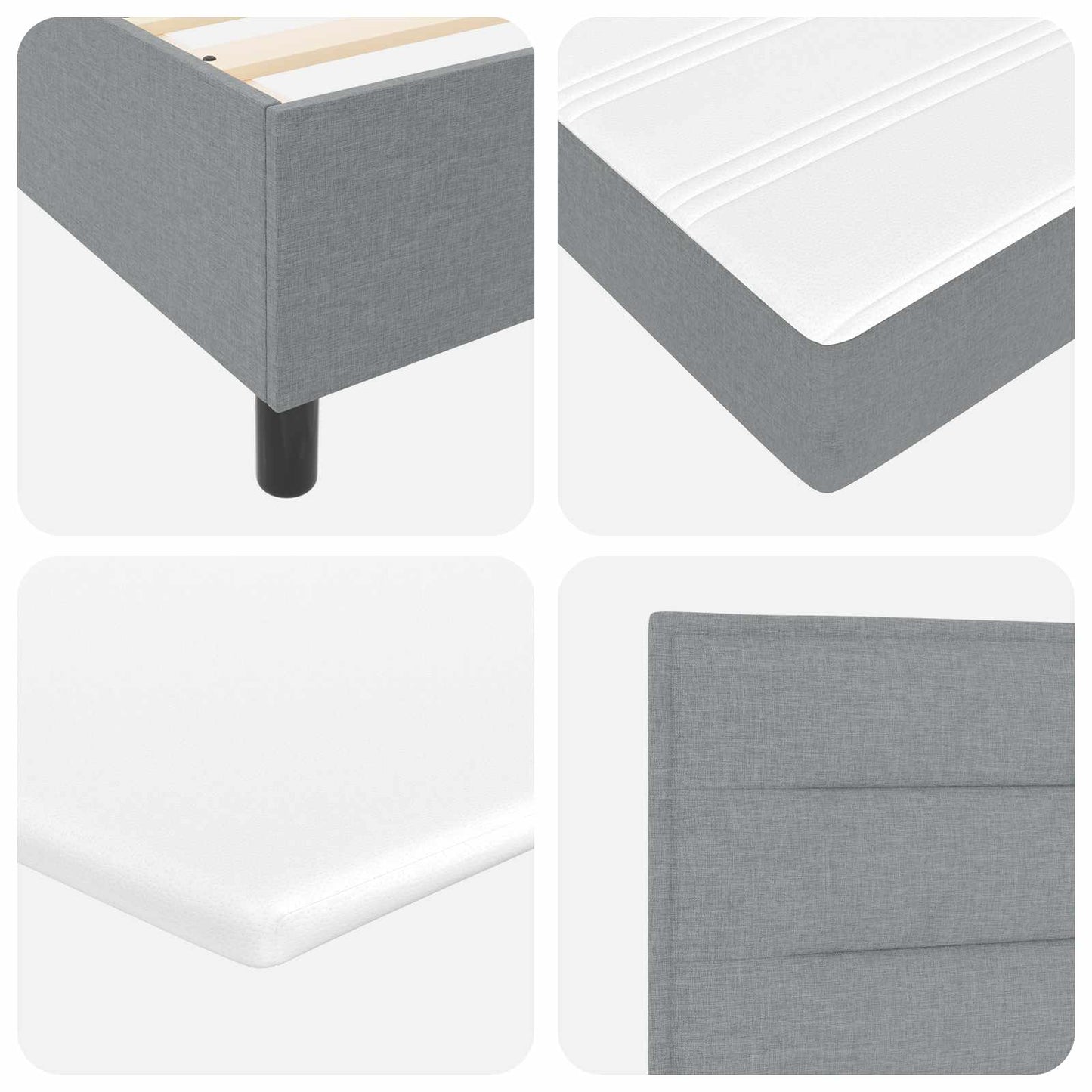 Postel S Boxspringem S Čelo Světle Šedá 140 X 190 Cm Textil