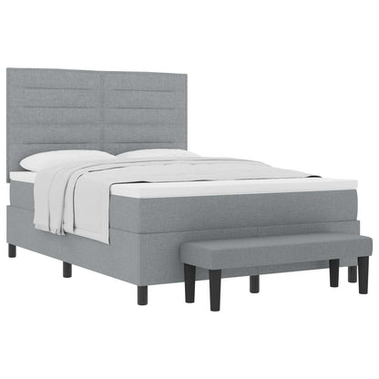 Postel S Boxspringem S Čelo Světle Šedá 140 X 190 Cm Textil