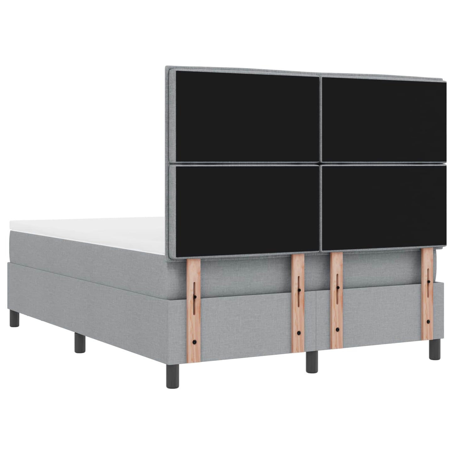 Postel S Boxspringem S Čelo Světle Šedá 140 X 190 Cm Textil