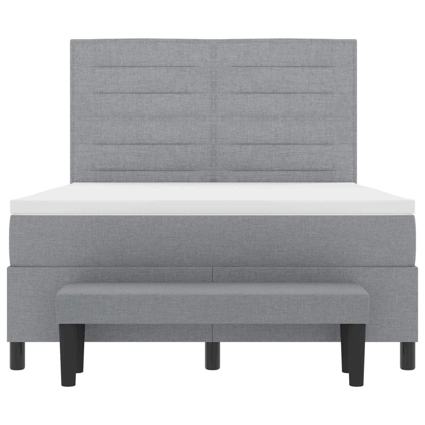 Postel S Boxspringem S Čelo Světle Šedá 140 X 190 Cm Textil