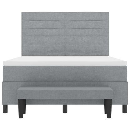 Postel S Boxspringem S Čelo Světle Šedá 140 X 190 Cm Textil