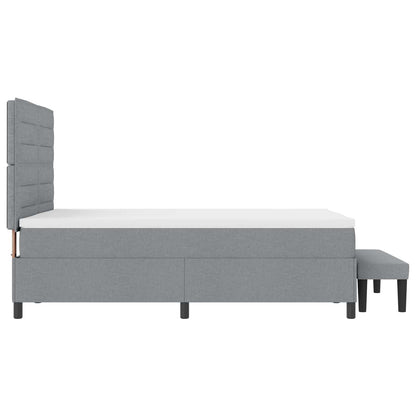 Postel S Boxspringem S Čelo Světle Šedá 140 X 190 Cm Textil