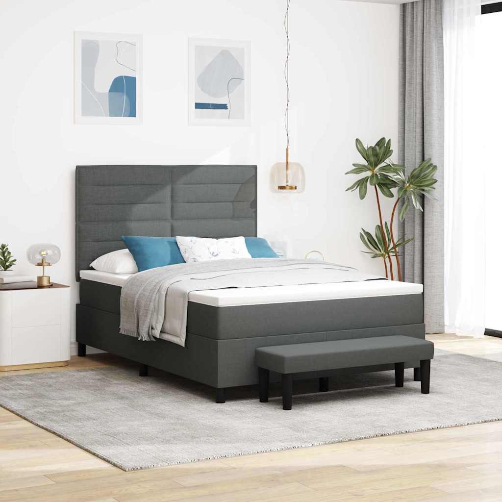 Postel S Boxspringem S Polštářem Tmavě Šedá 140 X 190 Cm Textil