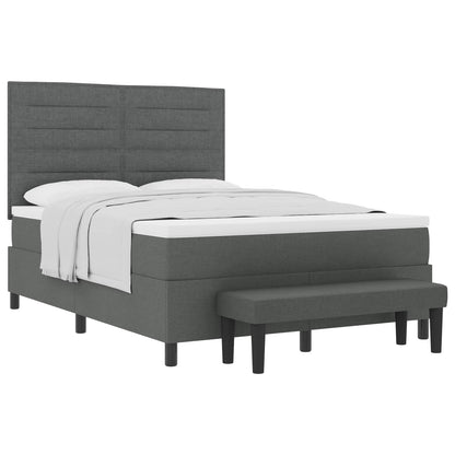 Postel S Boxspringem S Polštářem Tmavě Šedá 140 X 190 Cm Textil
