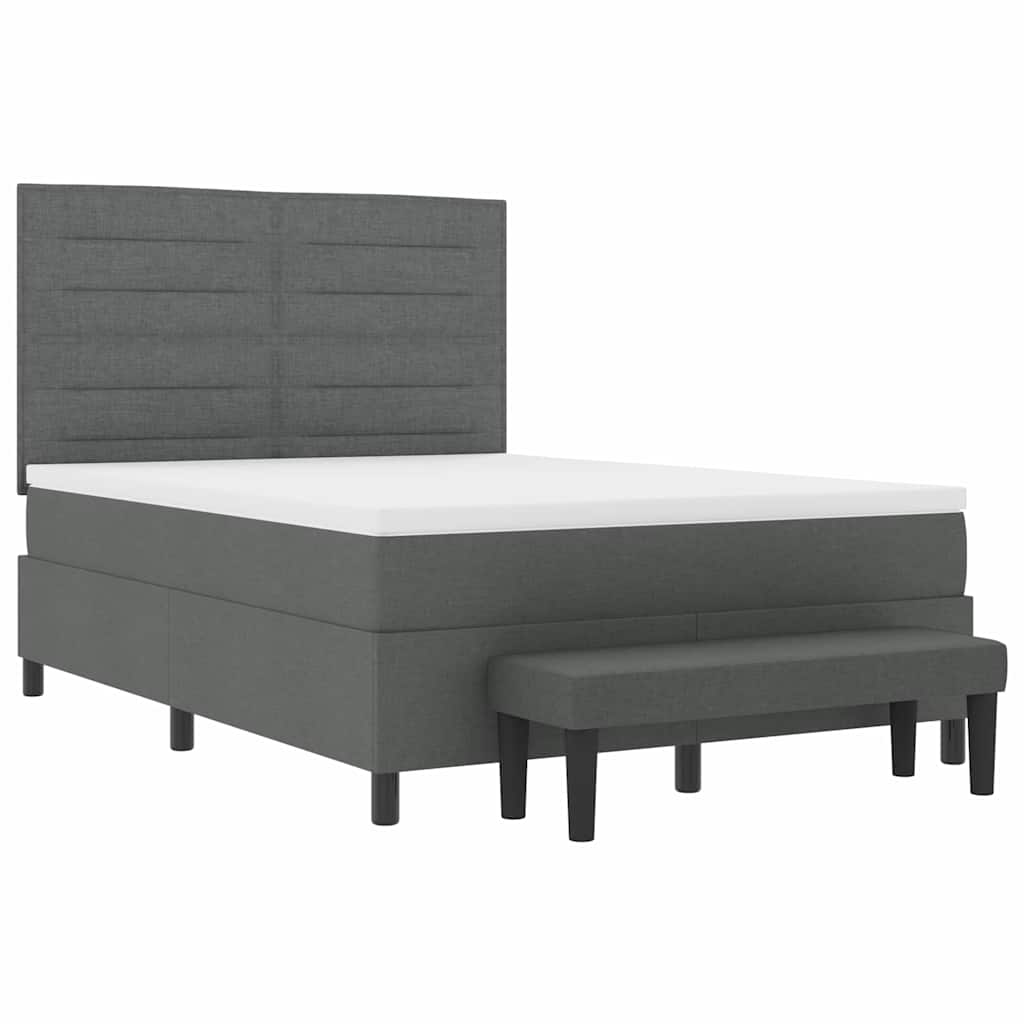 Postel S Boxspringem S Polštářem Tmavě Šedá 140 X 190 Cm Textil