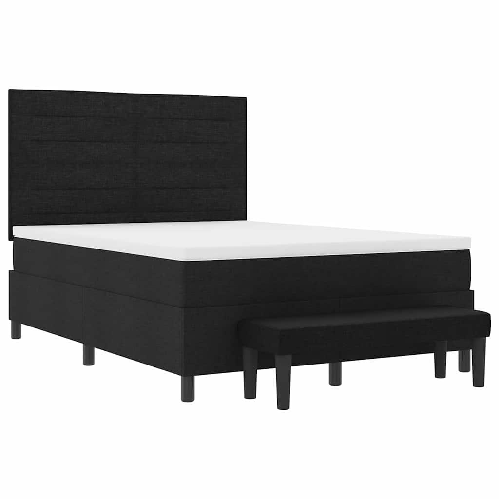 Postel S Boxspringem S Čelo Černá 140 X 190 Cm Textil