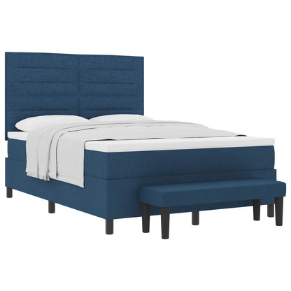 Postel S Boxspringem S Čelo Modrá 140 X 190 Cm Textil