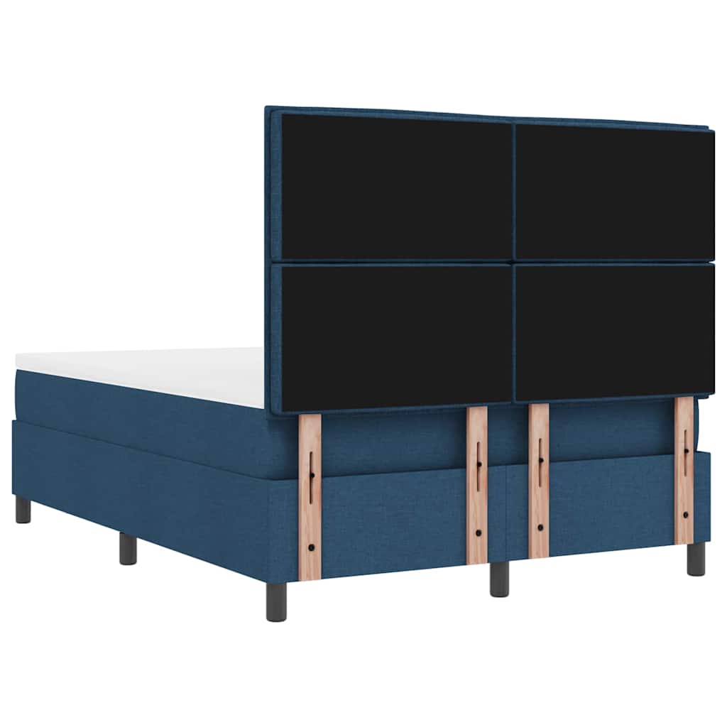 Postel S Boxspringem S Čelo Modrá 140 X 190 Cm Textil