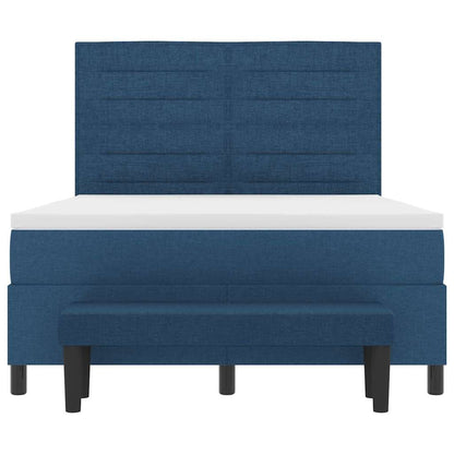 Postel S Boxspringem S Čelo Modrá 140 X 190 Cm Textil
