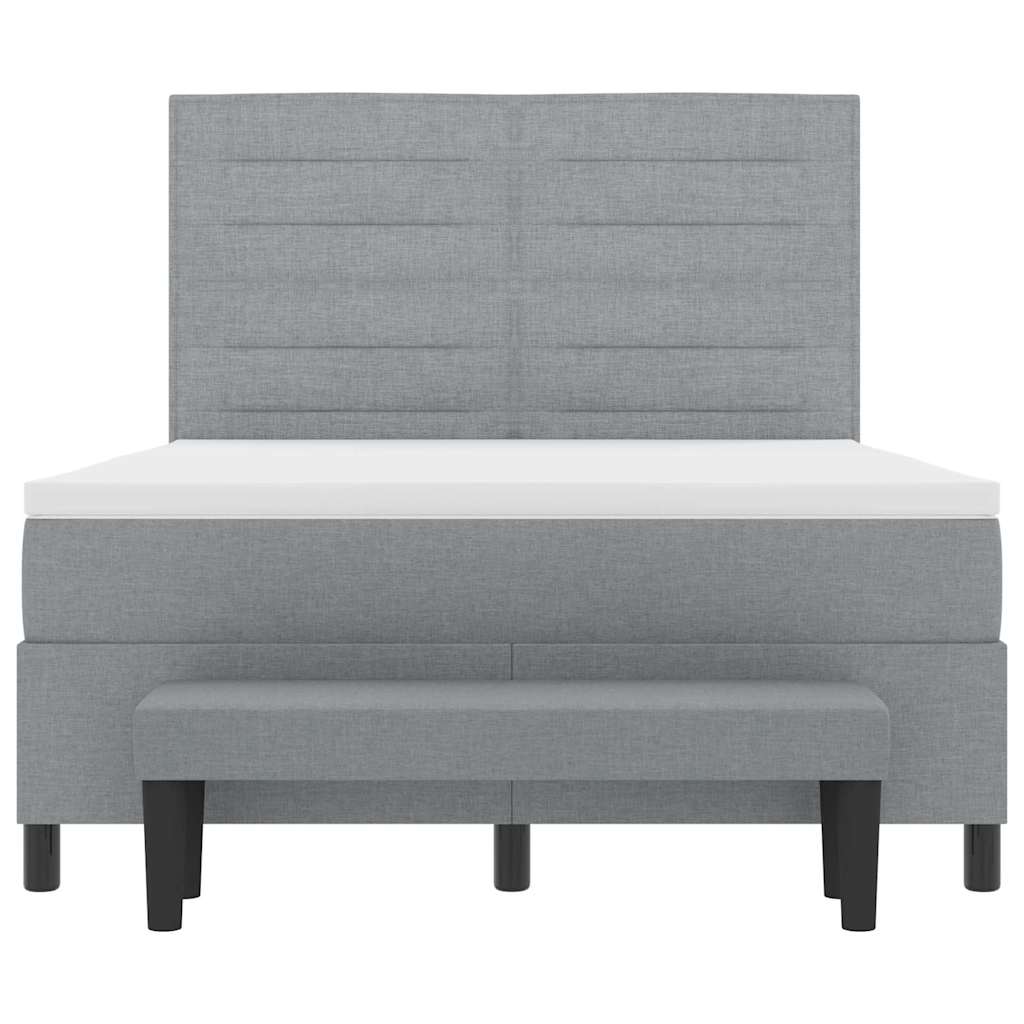 Postel S Boxspringem S Čelo Světle Šedá 140 X 200 Cm Textil