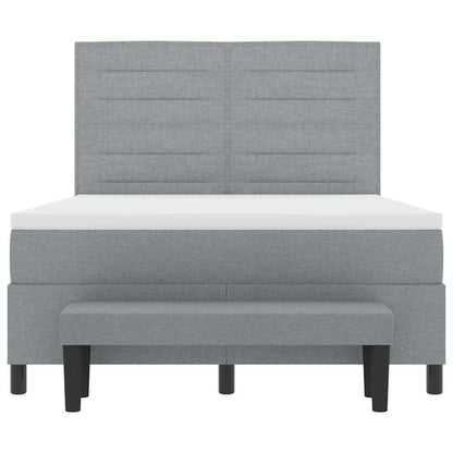 Postel S Boxspringem S Čelo Světle Šedá 140 X 200 Cm Textil