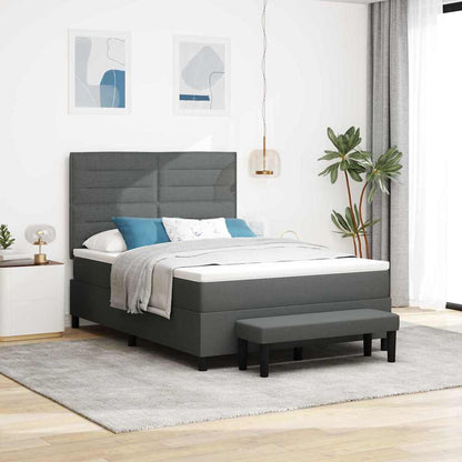 Postel S Boxspringem S Čelo Tmavě Šedá 140 X 200 Cm Textil