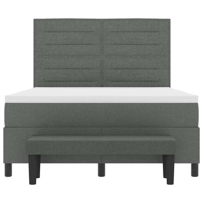 Postel S Boxspringem S Čelo Tmavě Šedá 140 X 200 Cm Textil