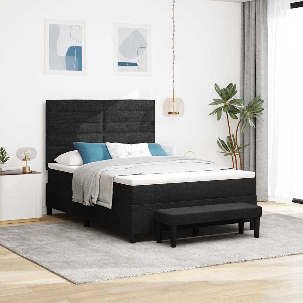Postel S Boxspringem S Čelo Černá 140 X 200 Cm Textil