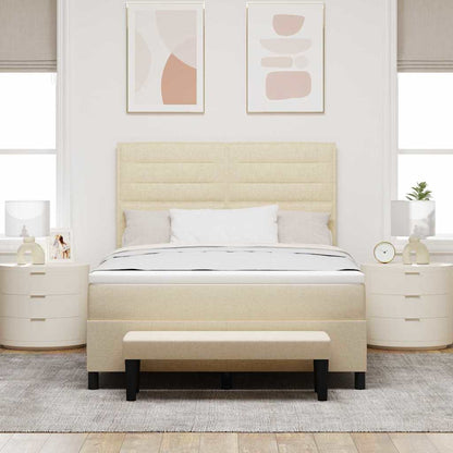 Postel S Boxspringem S Čelo Krémová 140 X 200 Cm Textil